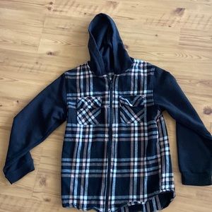 Kids, hooded flannel jacket
